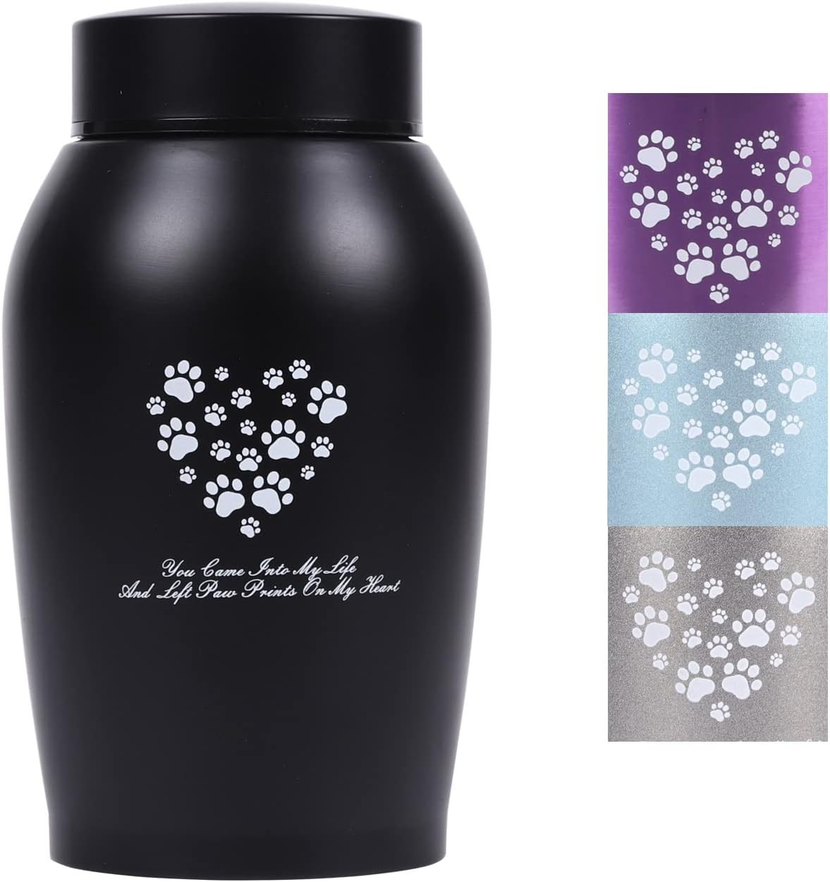 Stainless Steel Pet Urns,Suitable Size Urns for Pet Ashes (Medium, Black)
