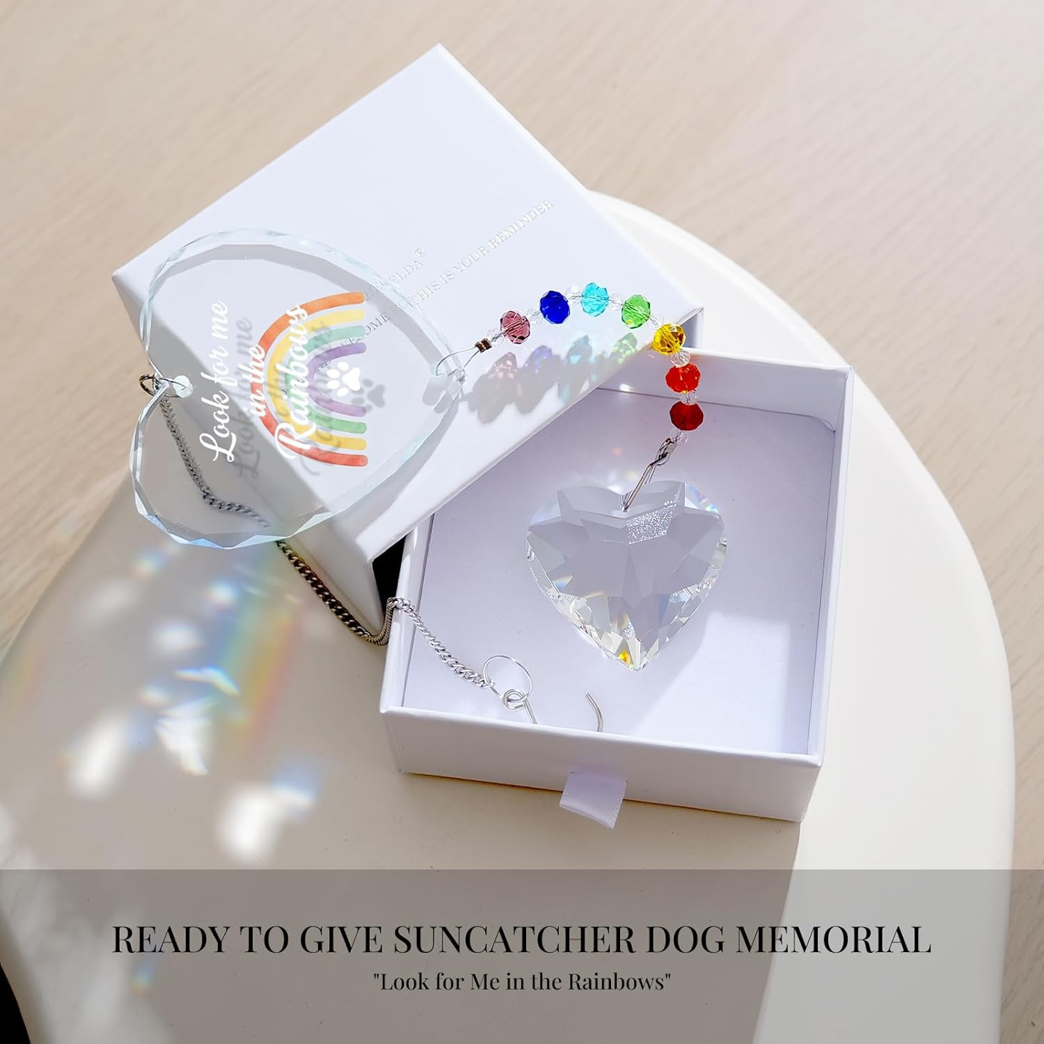 Pet Memorial Gifts Dogs Cats Look Me in the Rainbows Crystal Suncatcher Pet Loss