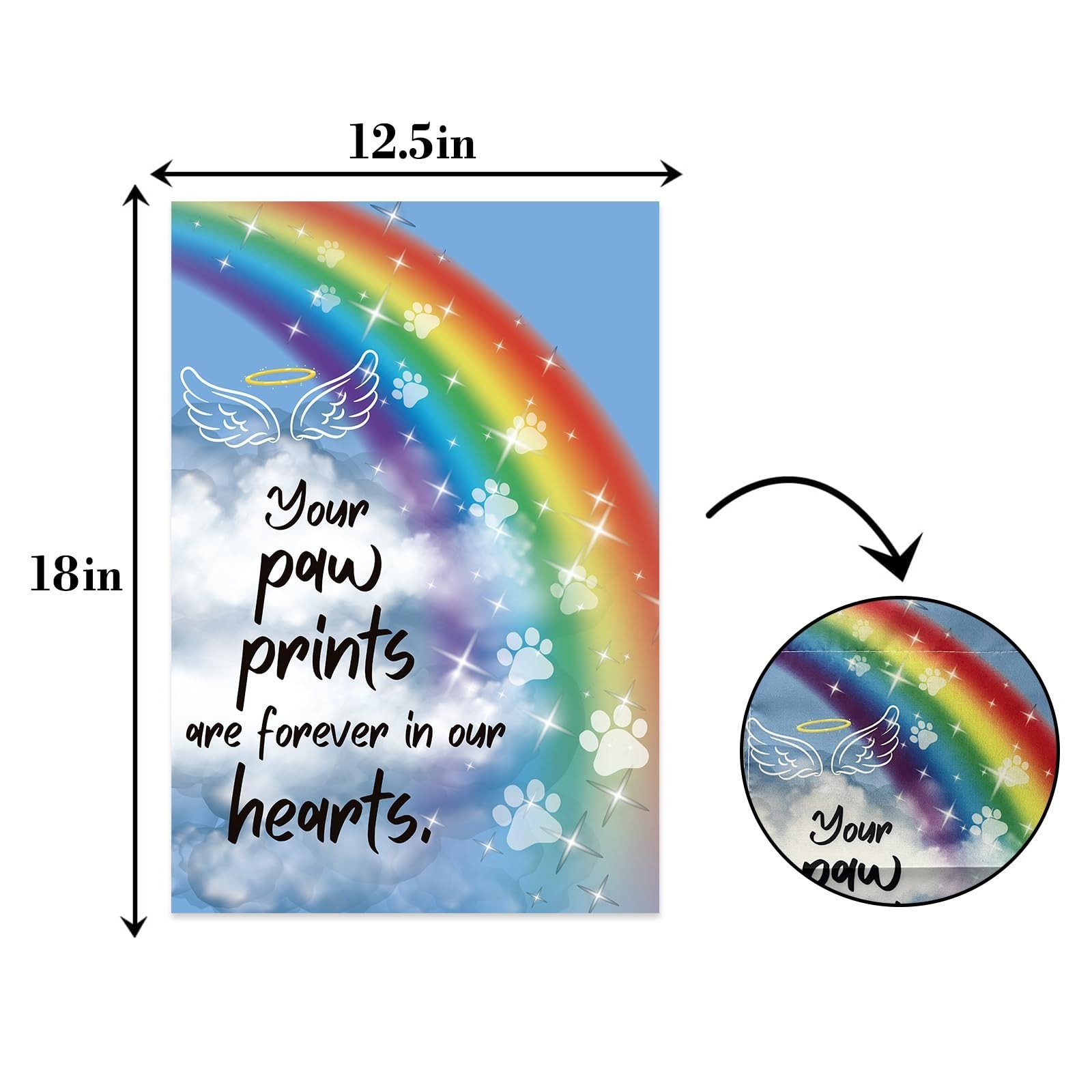 Pet Memorial Garden Flag,your paw prints are forever in our hearts Garden Fla…