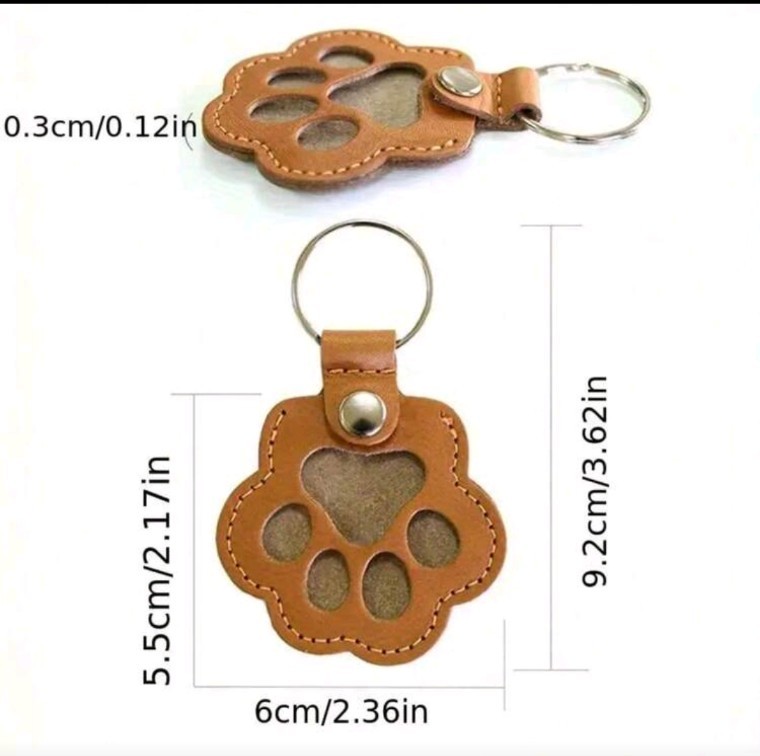New White Paw Furry Pet Hair Collection Storage Key Chain Dog Cat Bunny Memorial
