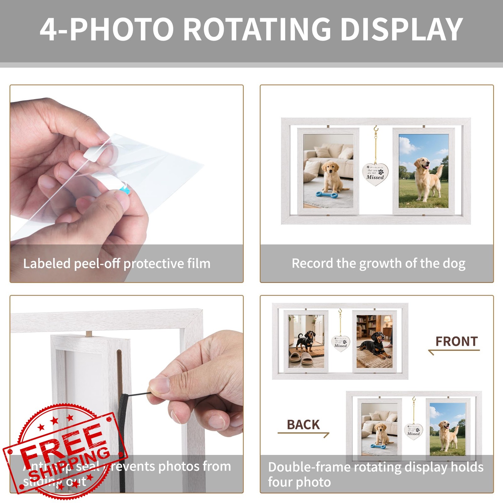 ATOBART Pet Memorial Frame White 15×8.5