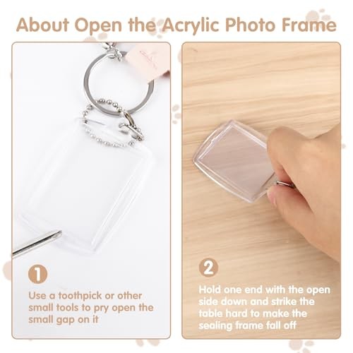 Pet Hair Keychain, Cute Leather Cat Paw Keychain with Acrylic Small Photo White