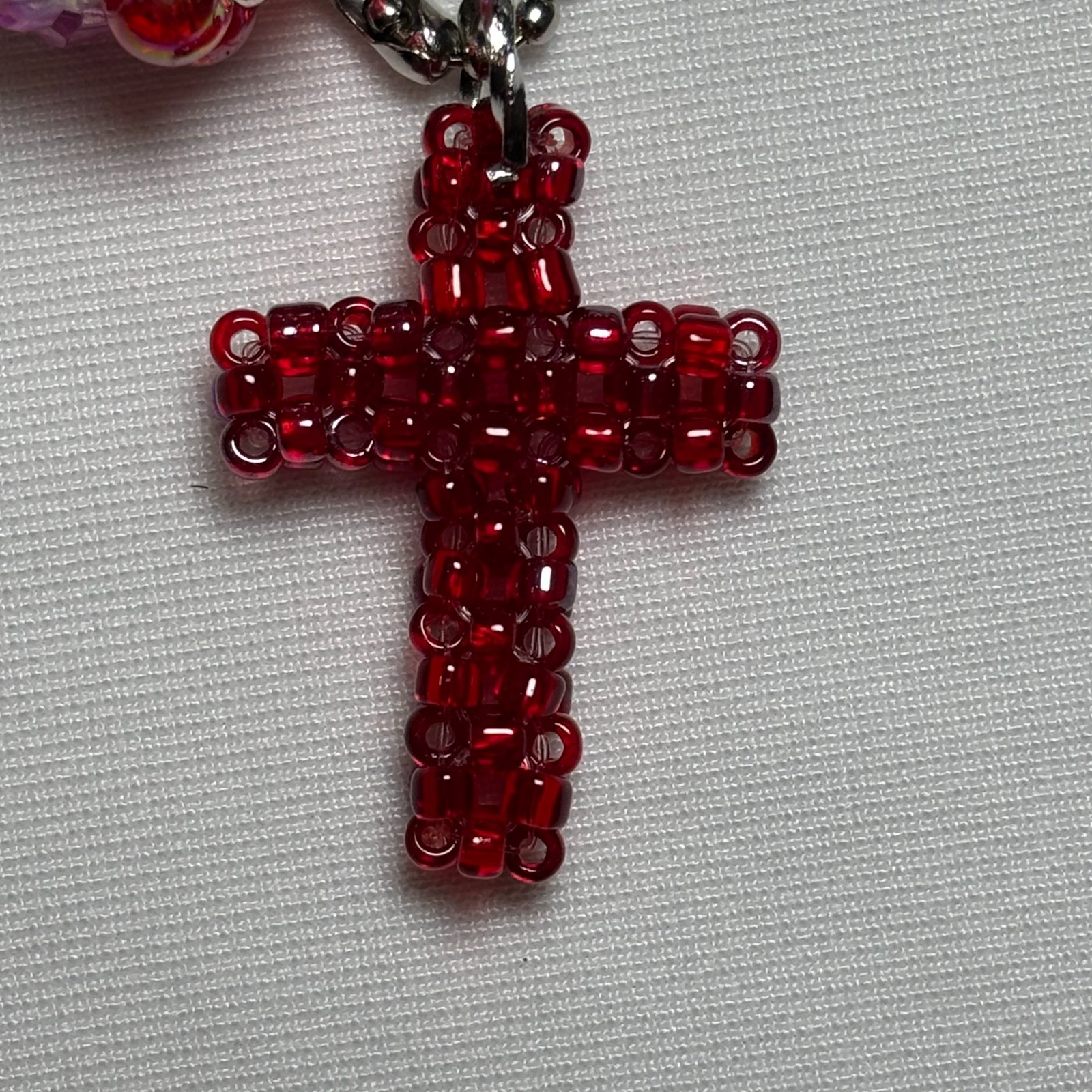 Cremation Ashes Keychain – Cremation Keepsake(red cross and red ornaments)