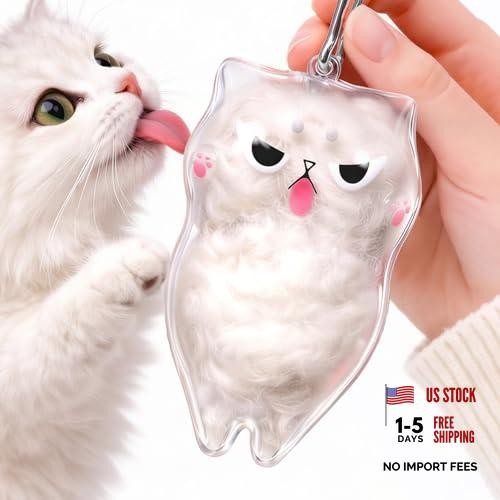 Cat Hair Keepsake Keychain, Pet Fur & Ashes Storage Pendant, Transparent Basic