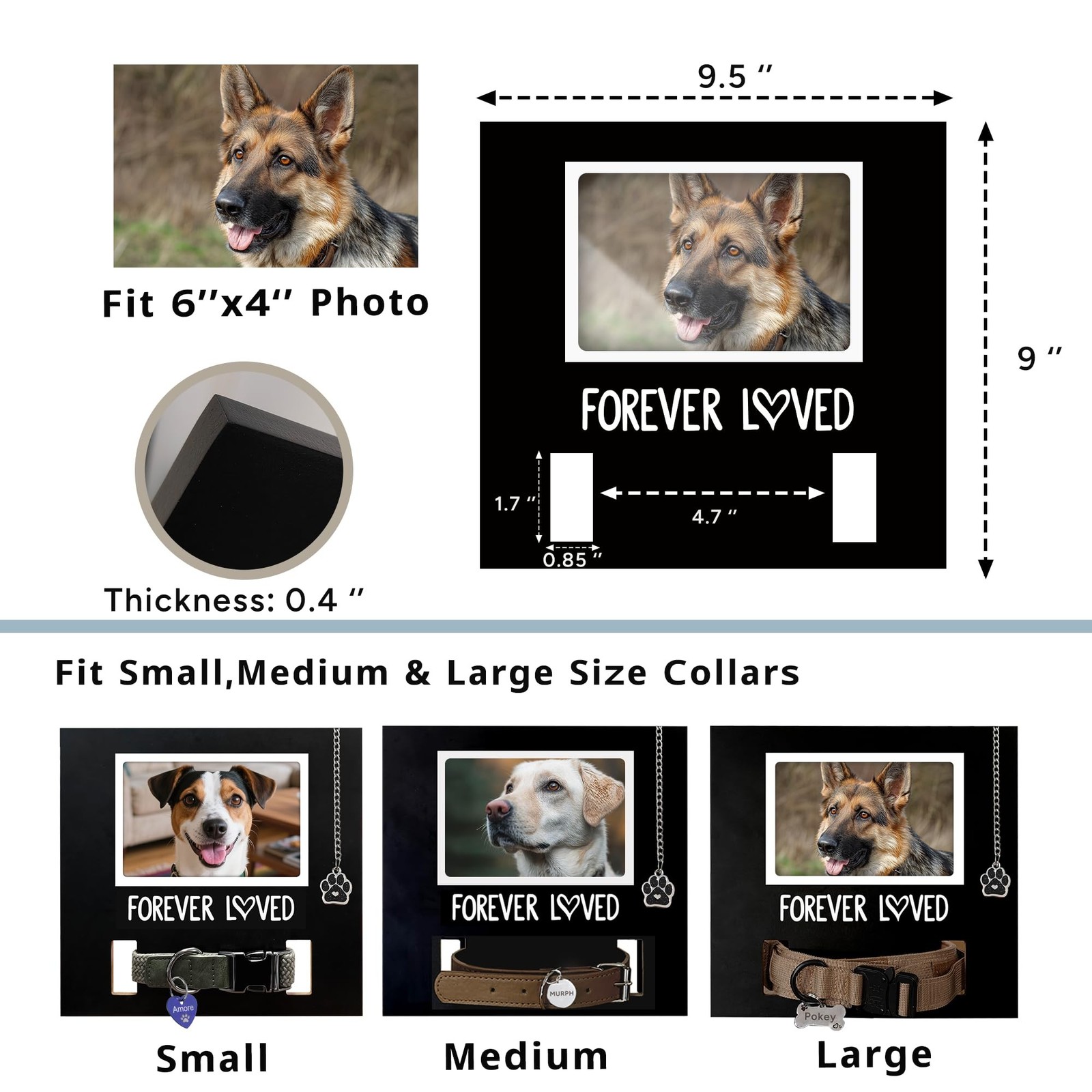 MYPAWLETS Pet Collar Memorial Frame with Pawprint Charm,Dog Memorial Gifts,Lo…