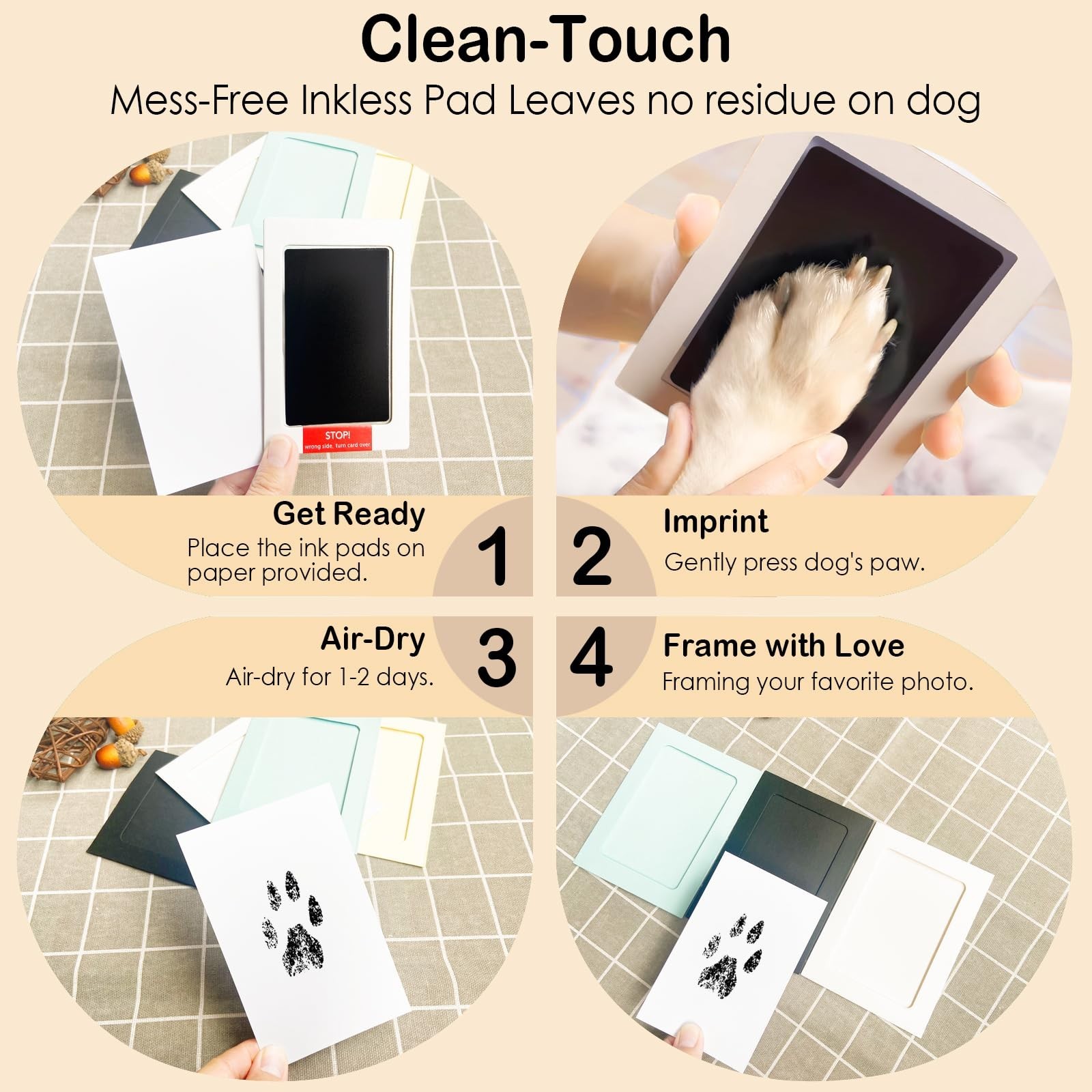 Tuhangcc Paw Print Clean Touch Ink Pad Kit for Dogs and Cats, Pet Owner Keeps…