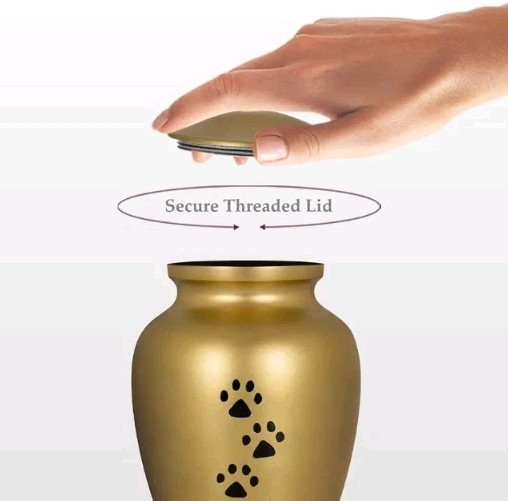 Trupoint Memorials Small Pet Urn for Dogs and Cats Ashes, Paws Print Gold Color