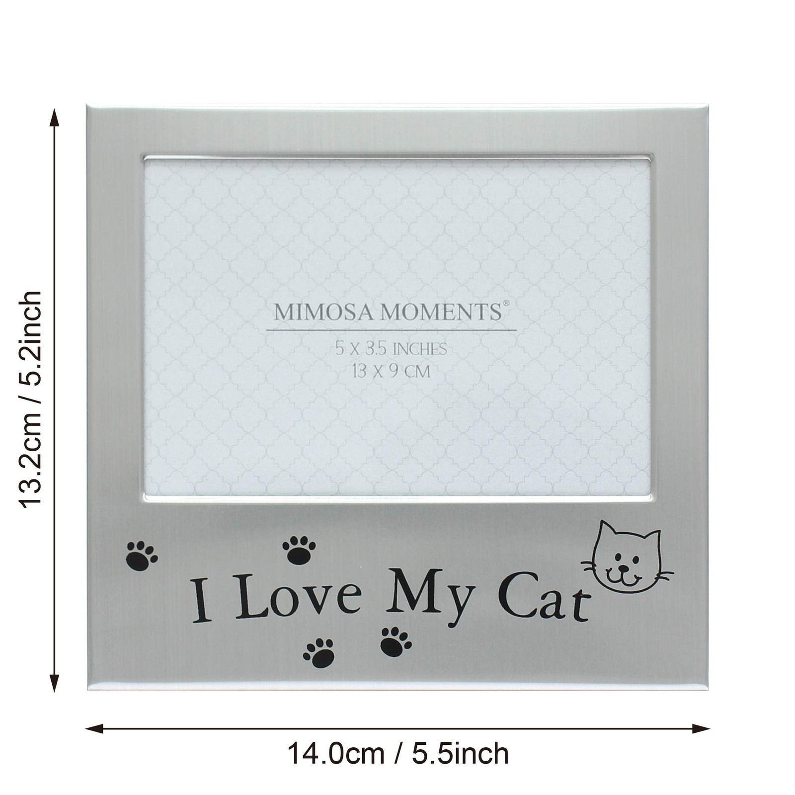 5×3 I Love My Cat Picture Frame, Silver-Tone Metal Pet Photo Frame with Paw P…