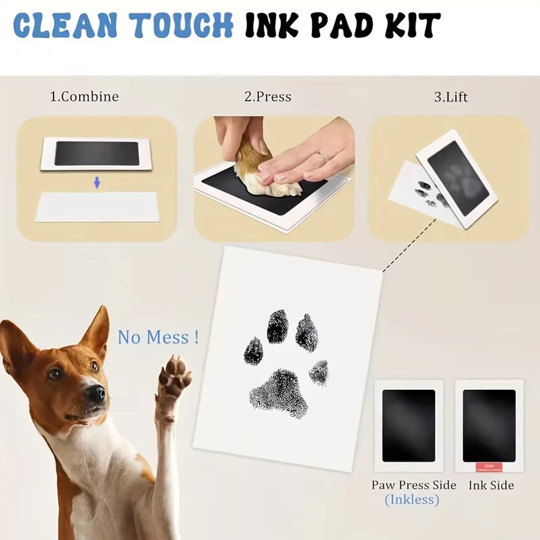 Pet Paw Print Pad for Cats Dogs Quick Dry Black Ink Safe Easy Clean Memory Keeps