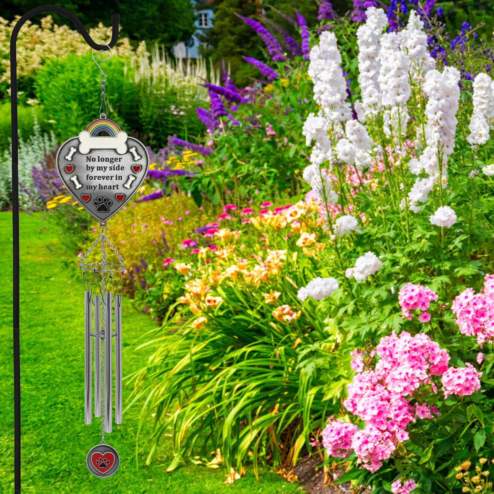 Pet Loss Memorial Wind Chime, No Longer By My Side Forever in My Heart Sympat…