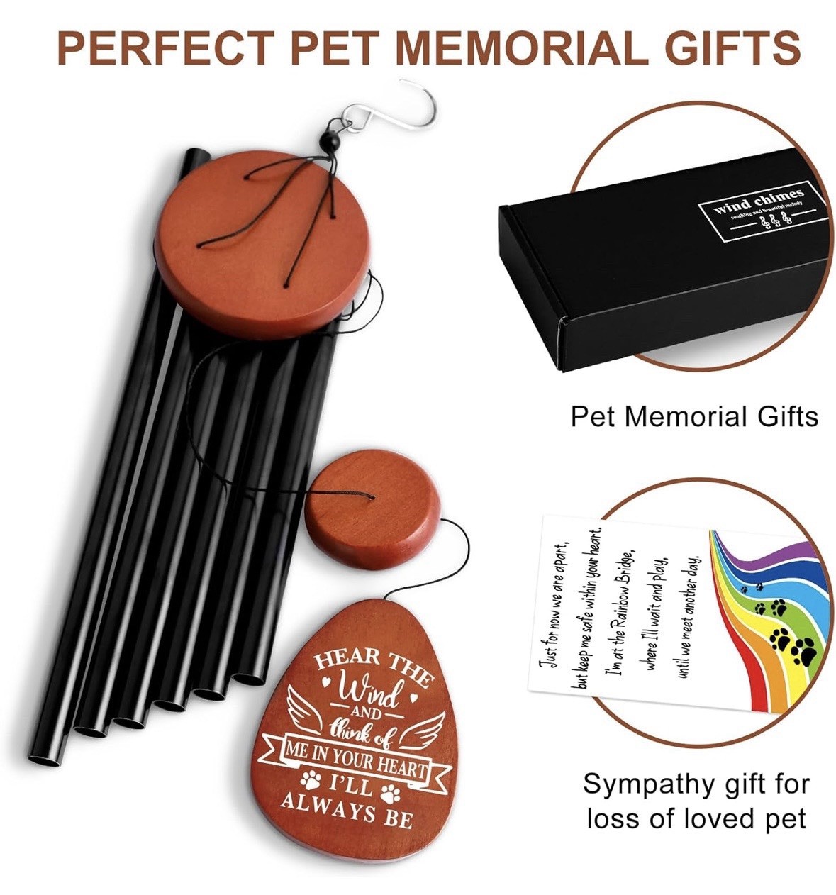 Dog Memorial Sympathy Remembrance Gifts, Wind Chimes Loss Of Dog Gift Set New