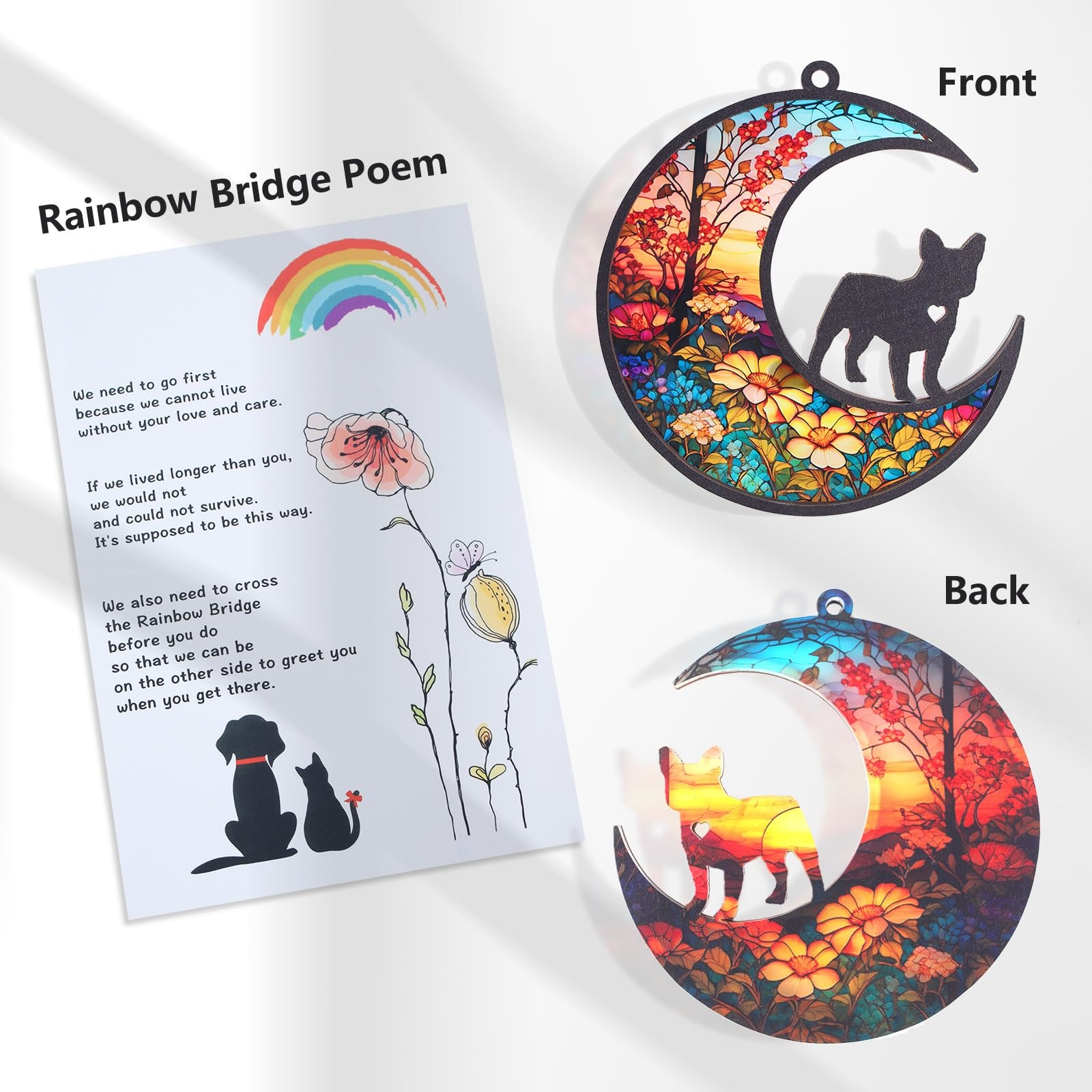 DIY French Bulldog Memorial Suncatcher with Sympathy Card, Dog Gifts for Loss