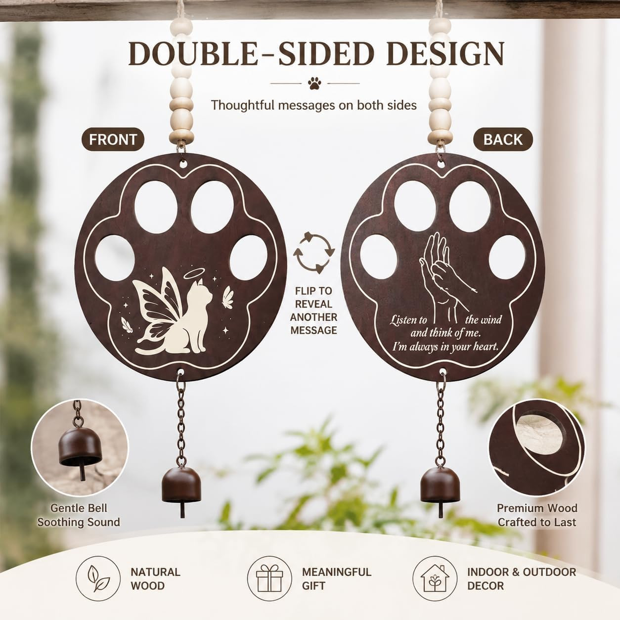 Cat Memorial Wind Chime, Cat Loss Sympathy Gifts for Loss Of, Bereavement Gifts