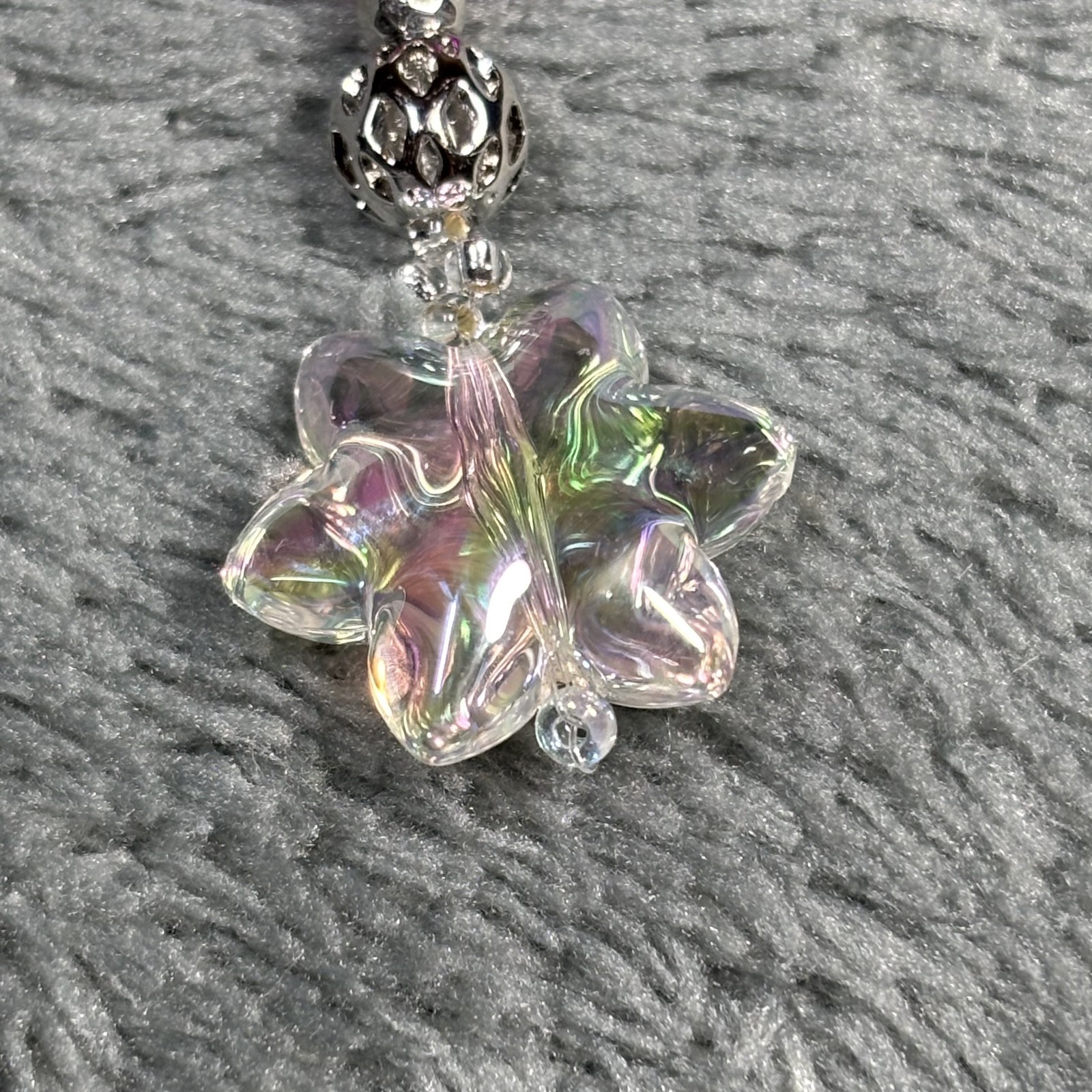 Cremation Ashes Keychain – Cremation Keepsake(pink flower and clear star)