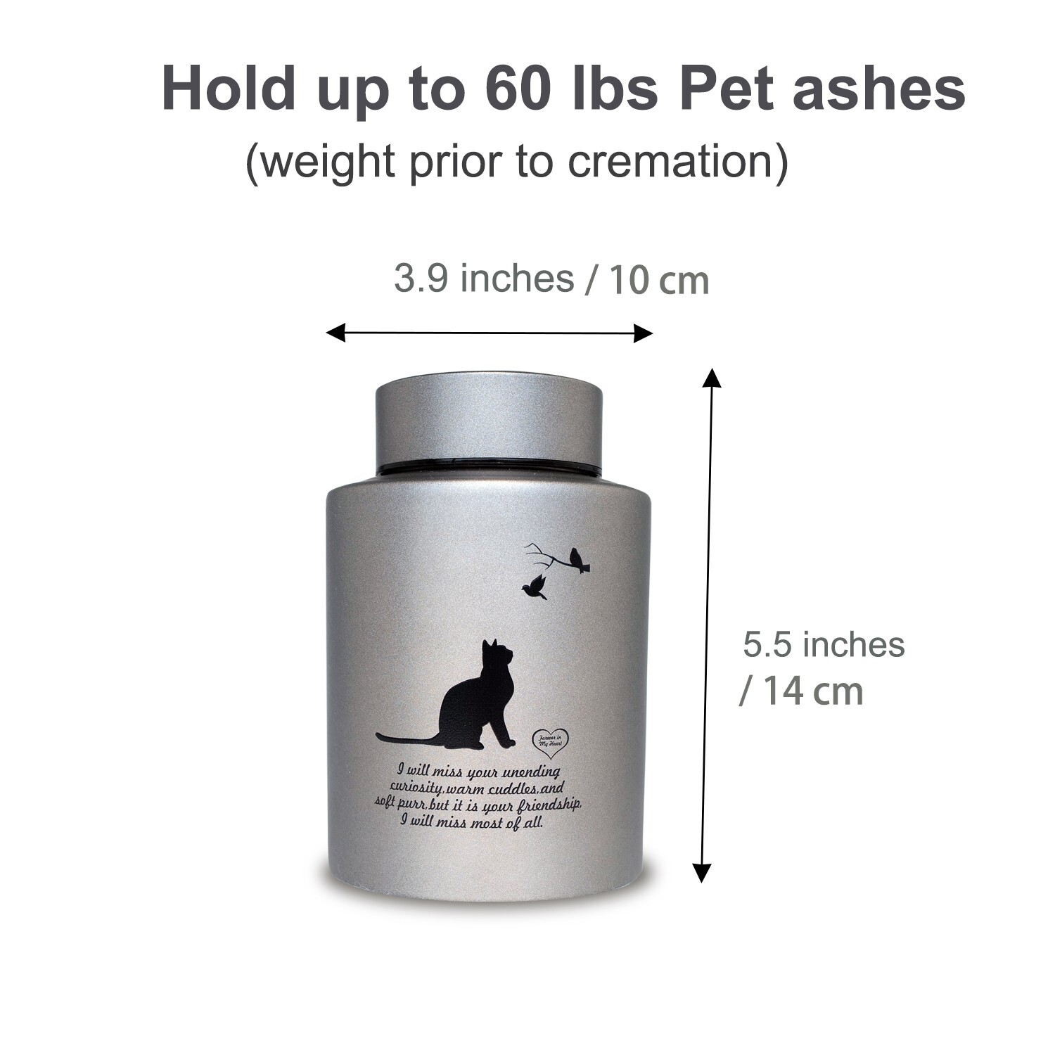 Pet Cremation Cats Urns for Ashes, Up to 60 lbs Cat Memorial Keepsake Urns