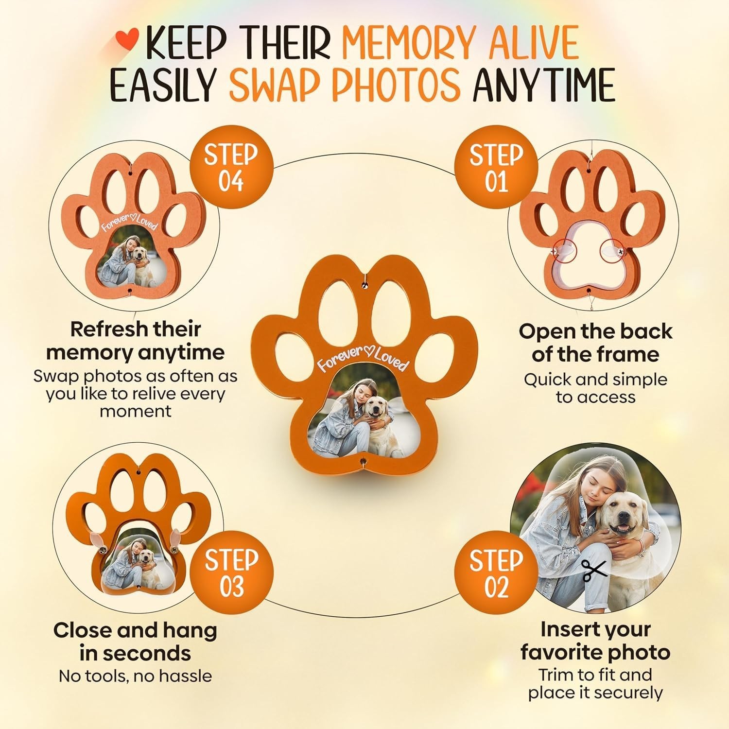 Personalized Brown Pet Memorial Gifts for Dogs – Rainbow Bridge Sympathy Hang…
