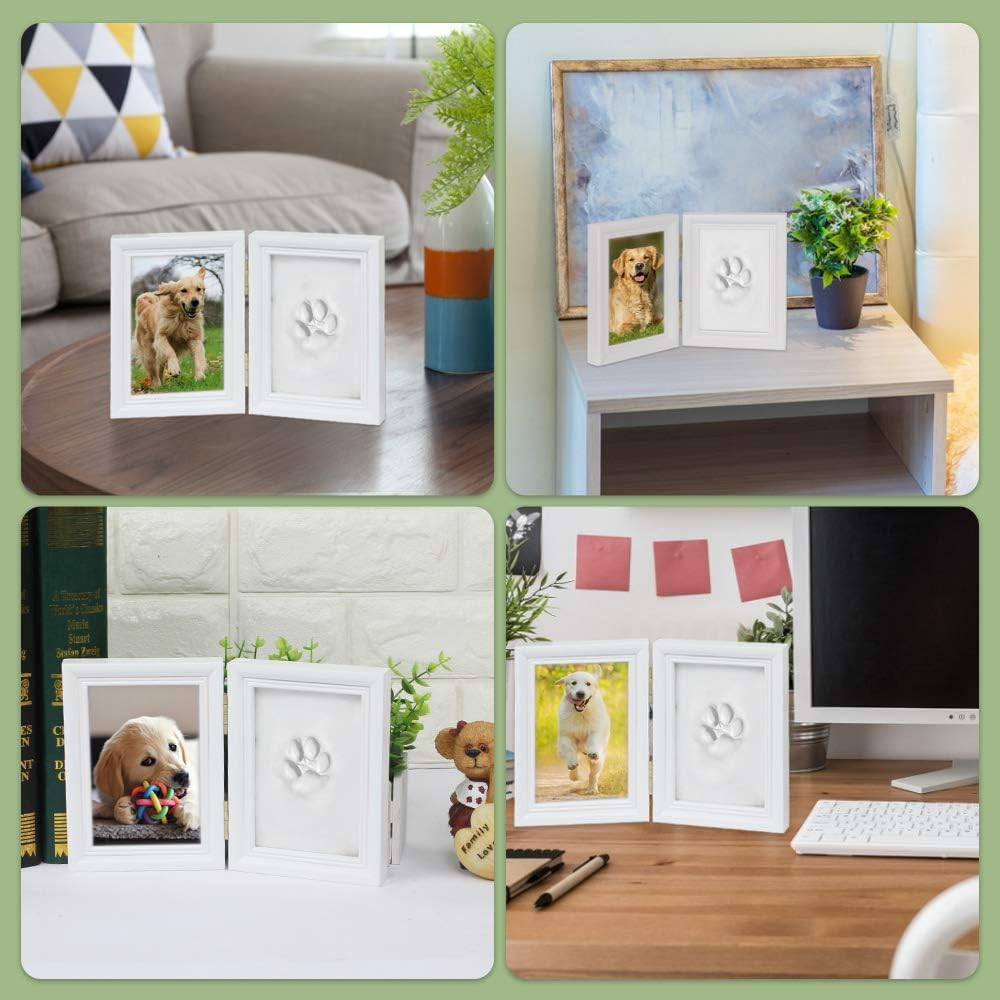 Pet Pawprint Keepsake Kit, Picture Frame Clay Imprint, Gift for Dogs Pet lovers