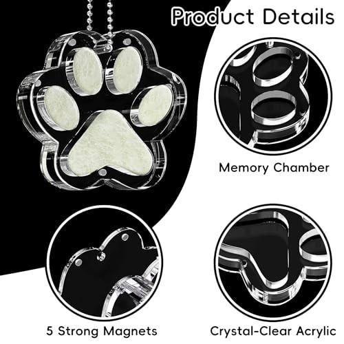 Pet Fur Keepsake Paw – Clear Acrylic Pet Memorial Ornament with Magnetic