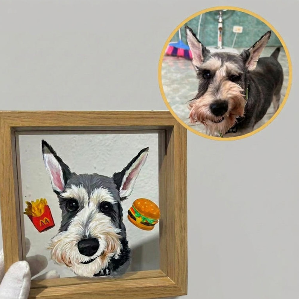 Custom 3D Pet Portrait | 6-Layer Hand-Painted Acrylic | Memorial Set+Memory Box
