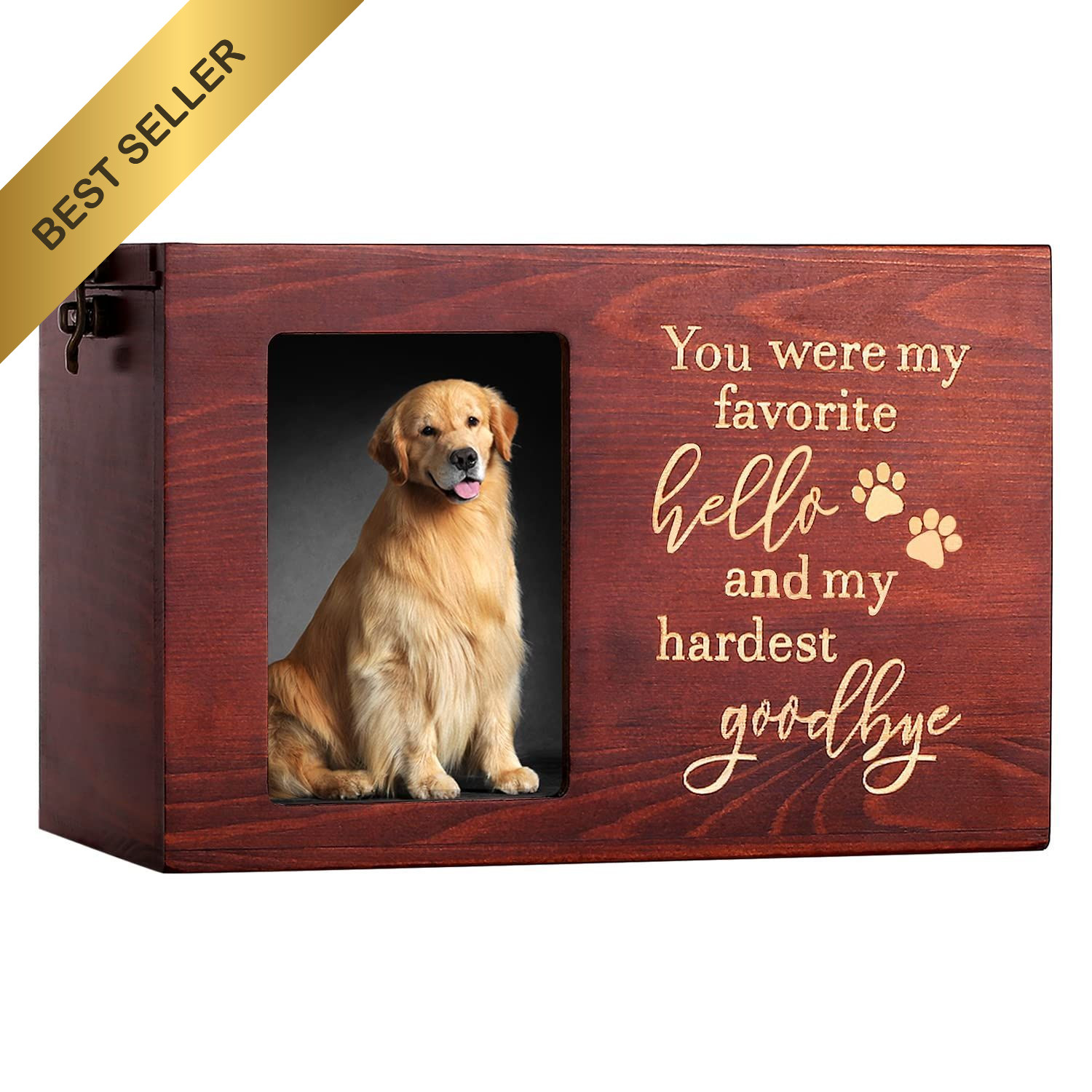 Pet Memorial Urn Dog Cat Ashes Wooden Urn Photo Frame Keepsake Box Large Black