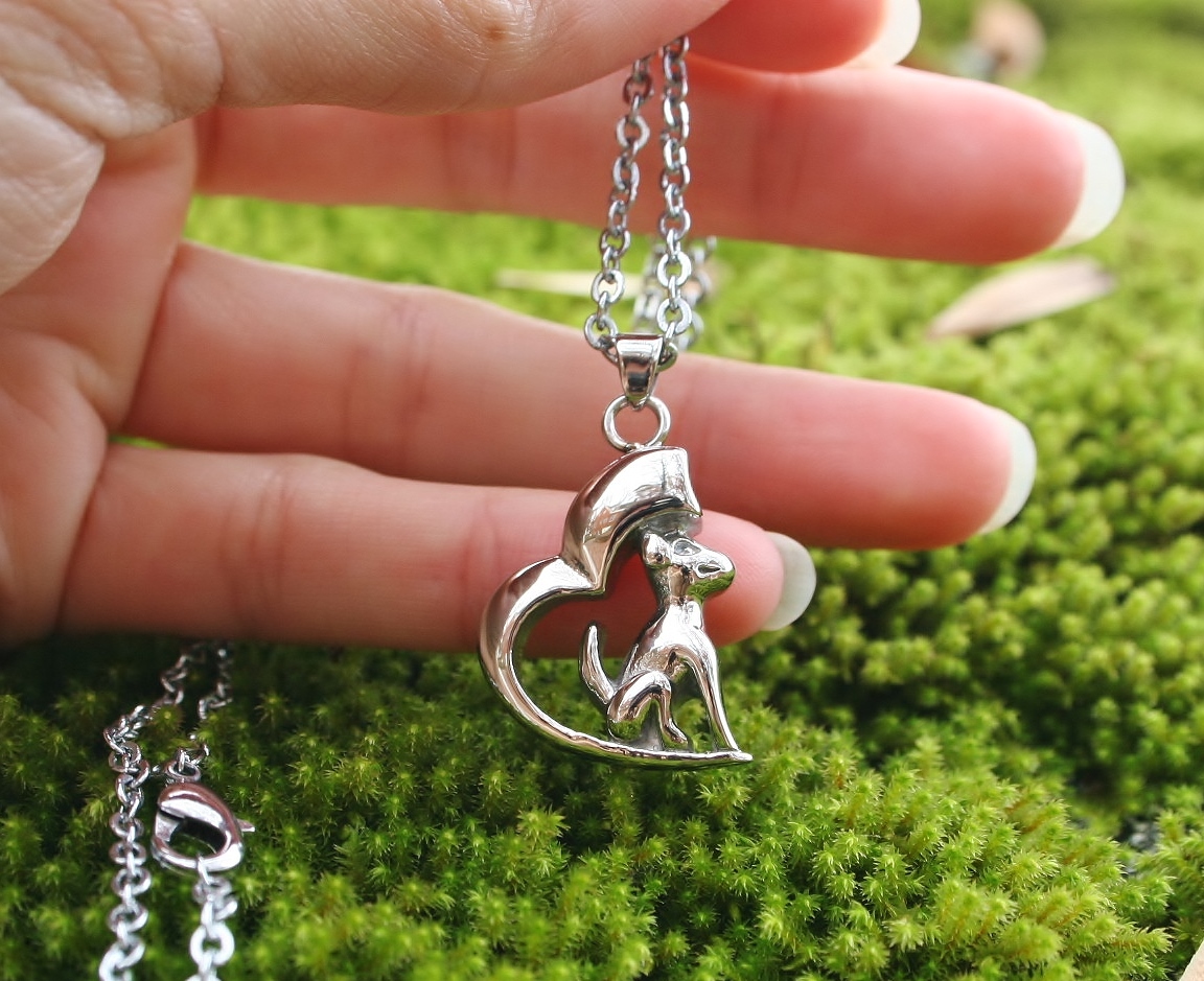 Dog Cremation Necklace Jewelry Pendant Urn Ashes Forever in My Heart Puppy Angel