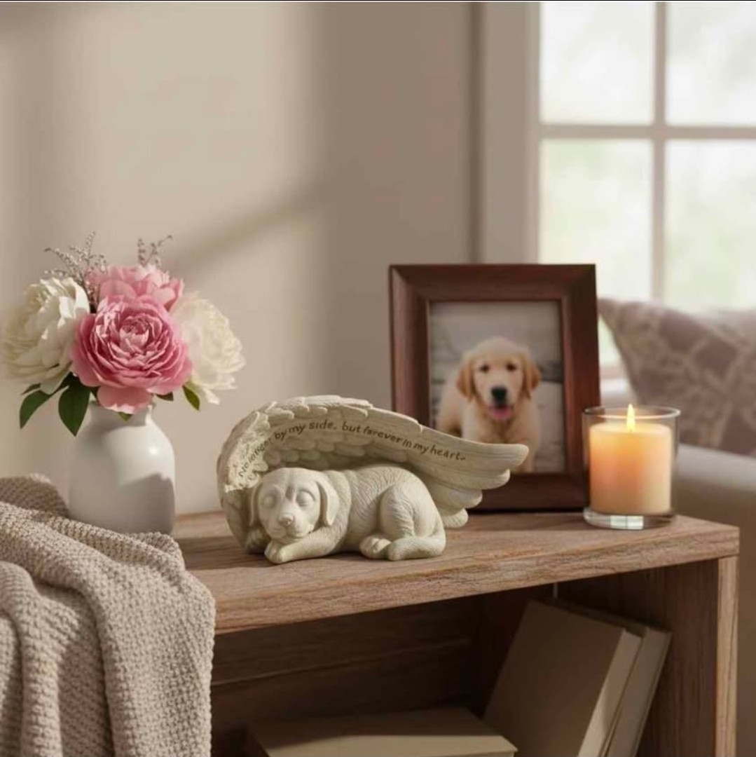 Pet Memorial Gravestones for Dog with Angel Wings Tombstone Garden Statue NEW