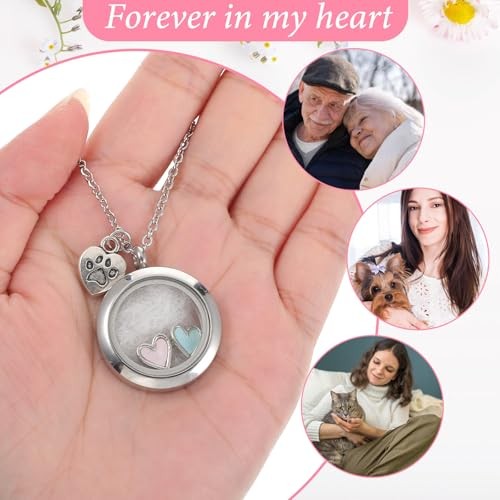 Pet Fur Memorial Necklace – Dog Cat Ashes Hair Keepsake – Small