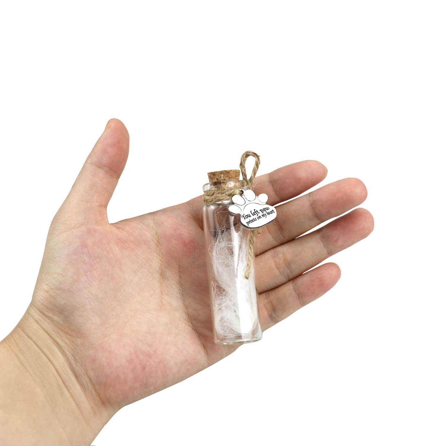 Pet Hair Memorial Bottle, Glass Vial for Ashes Or Hair Dog Or Cat Keepsake Gift