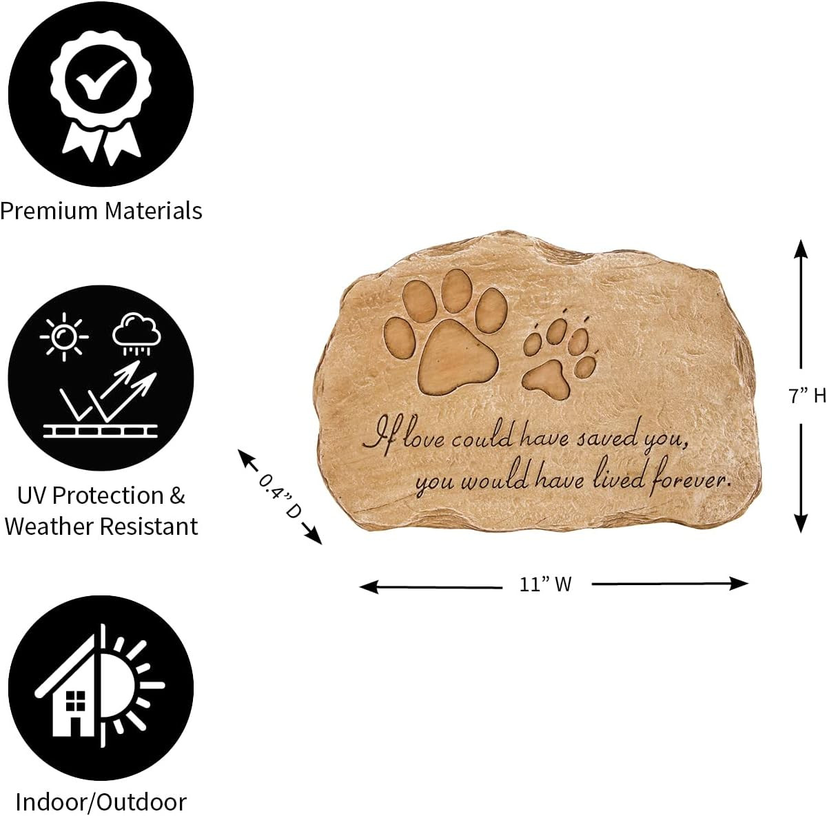 Pet Paw Print If Love Could Have Saved You Garden Memorial Stone | Outdoor Safe