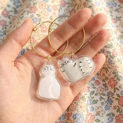 2pcs Cat Hair Keychain – Clear Fur Keepsake – Creative Cat Hair Pendant
