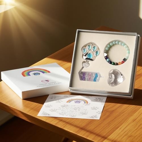 Dog Memorial Gifts for Loss of Dogs, Crystal Suncatcher & Bracelet Blue