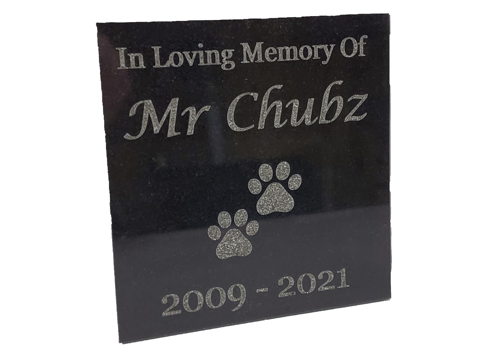 Solid polished black granite pet memorial grave stone garden marker dog cat d1