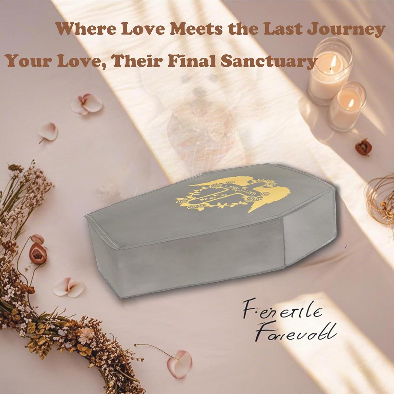 Pet Casket Burial Bag for Cats Dogs, Eco-Friendly Box XS, GREY