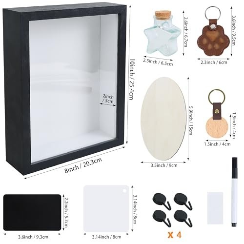 Pet Memorial Shadow Box with Paw Print Kit, Dog Cat Memory Keepsake Box