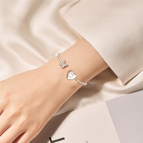 Urn Bracelet for Human Ashes Butterfly Heart Ash Bracelet for Women Silver