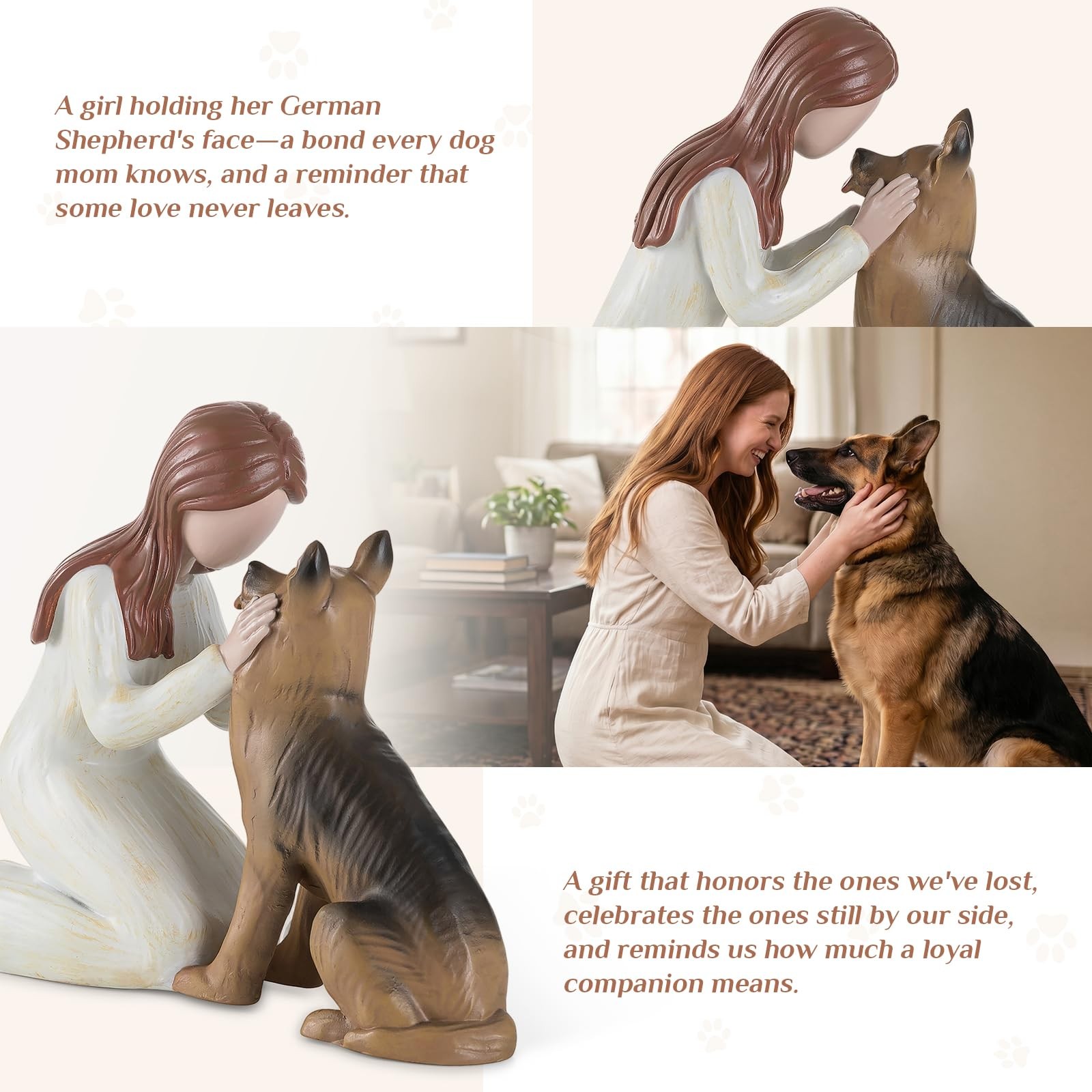 German Shepherd Pet Loss Sympathy Memorial Figurine For Dog Mom 5.4×4.3 Inch