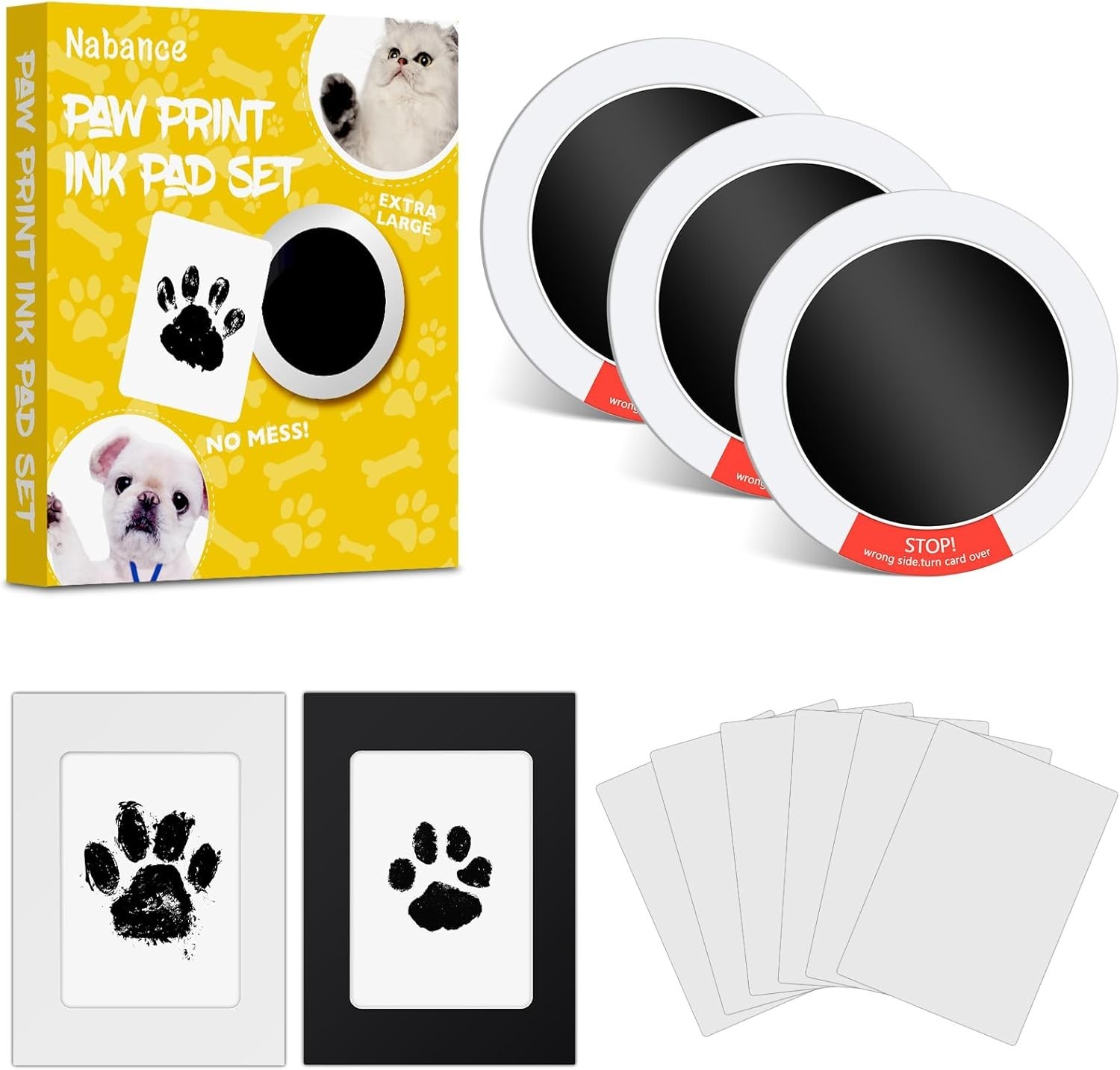 Inkless Paw Print Kit for Dogs, Cats with 3-Pcs Round Ink Pad & 2 Paper Frame…