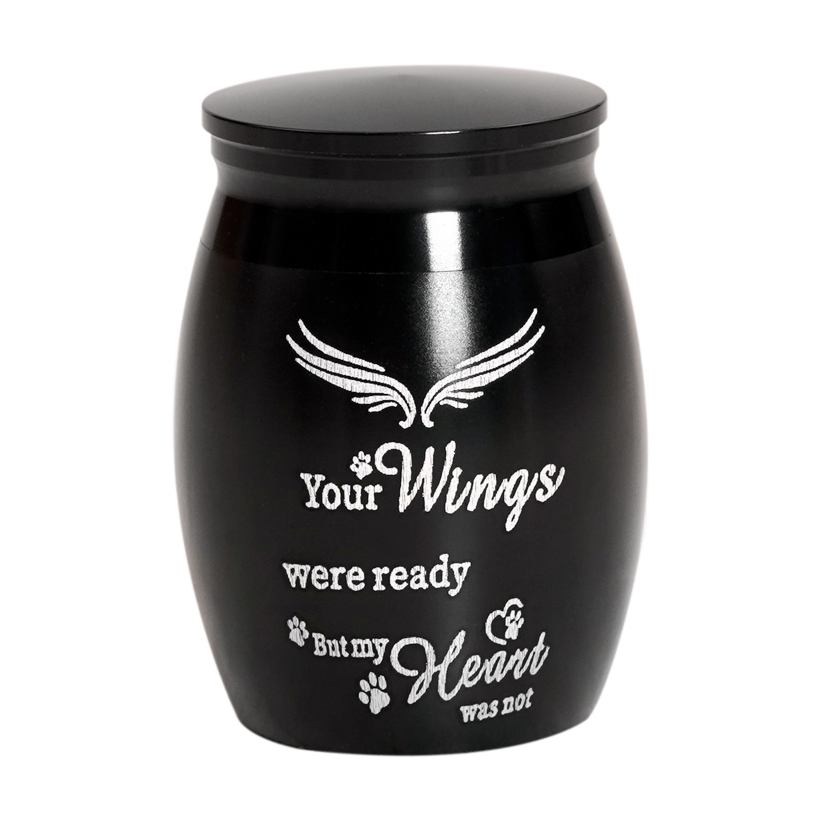 Black Mini Pet Memorial Small Urns 1.57in for Dog & Cat Ashes Stainless Steel