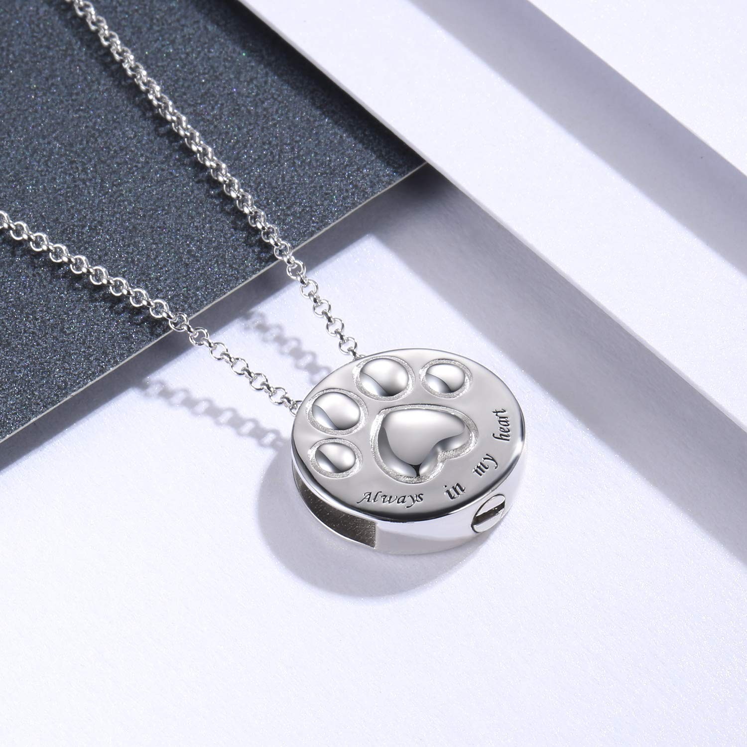Apotie Pet Cremation Necklace For Dog – Always In My Heart Paw Print