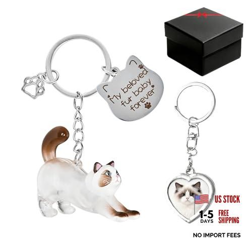 Cat Hair Storage & Photo Frame Keychain – 1 Set – Ragdoll Cat Fur Keychain