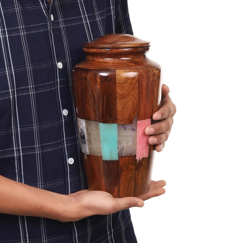 Wooden Urns for Human Ashes Adult Male Female – Cremation Urn Large Wood Urn Box