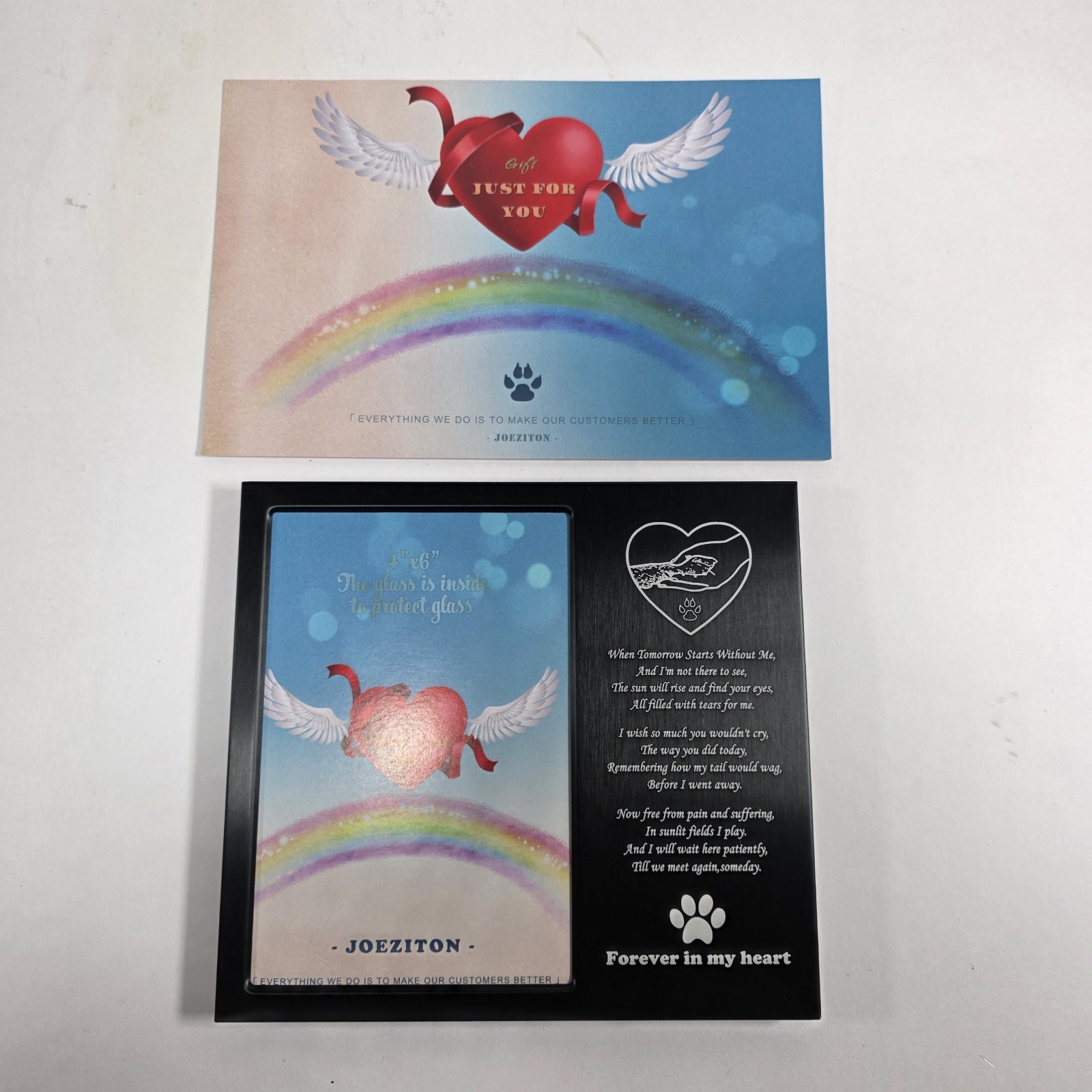 Joeziton Pet Memorial Picture Frame 4×6 Aluminum Rainbow Bridge Poem Dog Cat…
