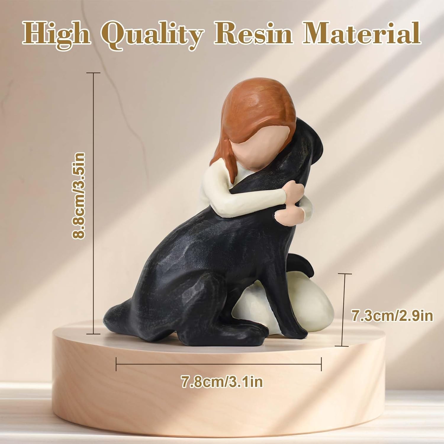 Black Dog Memorial Figurine Resin Labrador Statue Sympathy Gift for Pet Loss
