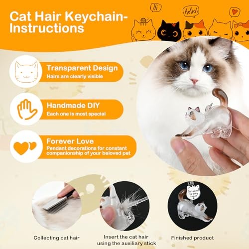Cat Hair Storage & Photo Frame Keychain – 1 Set – Ragdoll Cat Fur Keychain