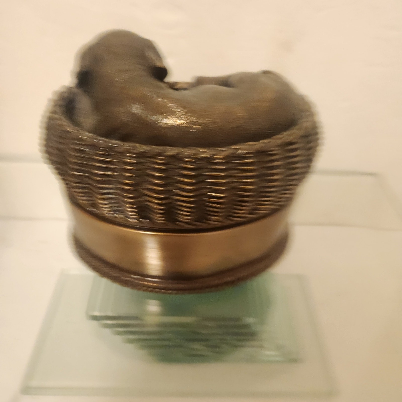 Labrador Pet Memorial Dog Sleeping In Basket Cremation Urn 6 Inch Long