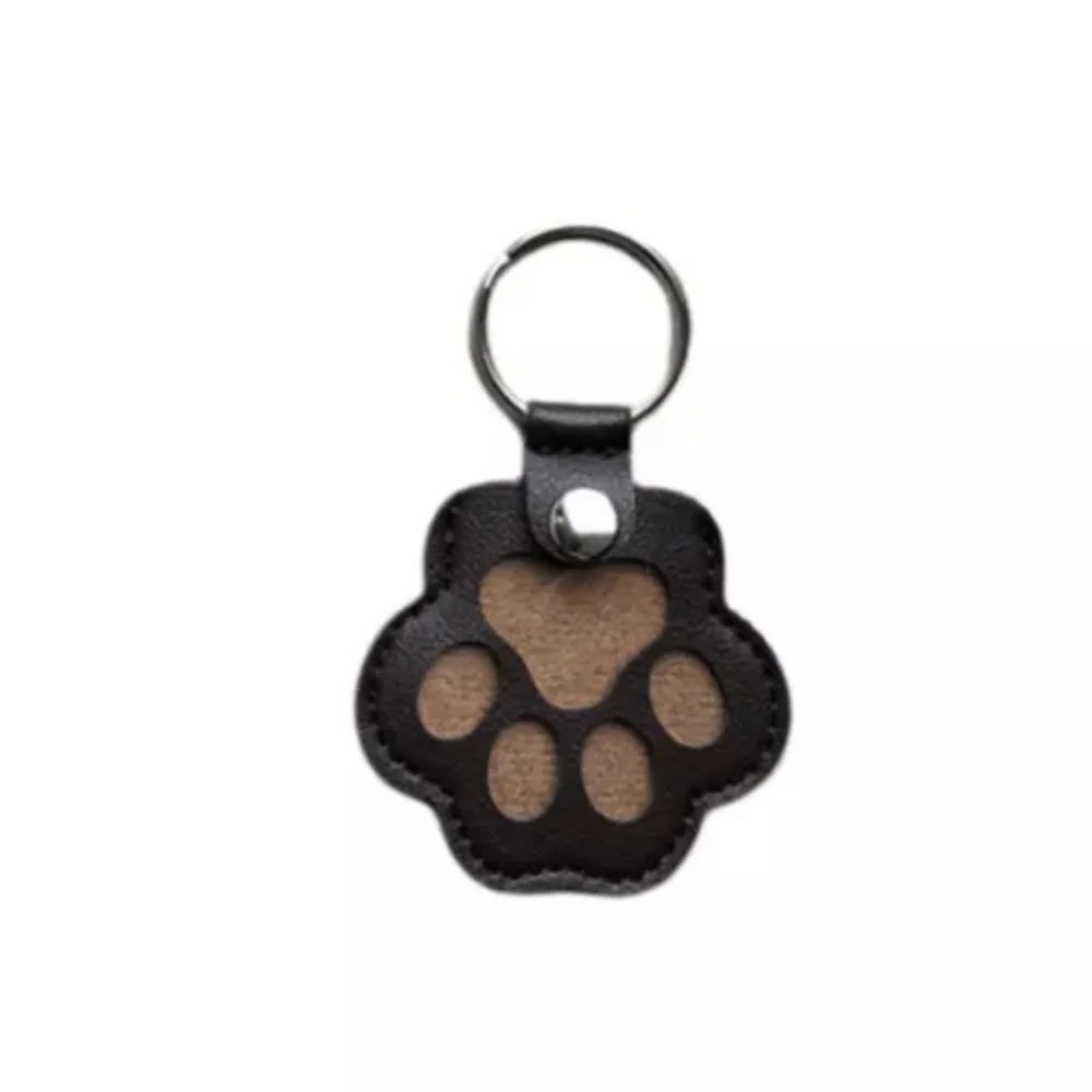 Pets Hair Memorial Keepsake Keychain PU Leather Dog Cat Storage Pouch Bag Charm