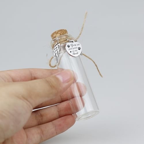 Pet Hair Memorial Glass Bottle – Vial for Ashes Or Dog – 1pcs Glass Bottle