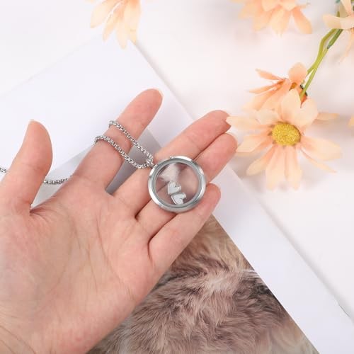 Transparent Glass Pet Fur Keepsake Necklace – Stainless Steel Urn Necklace