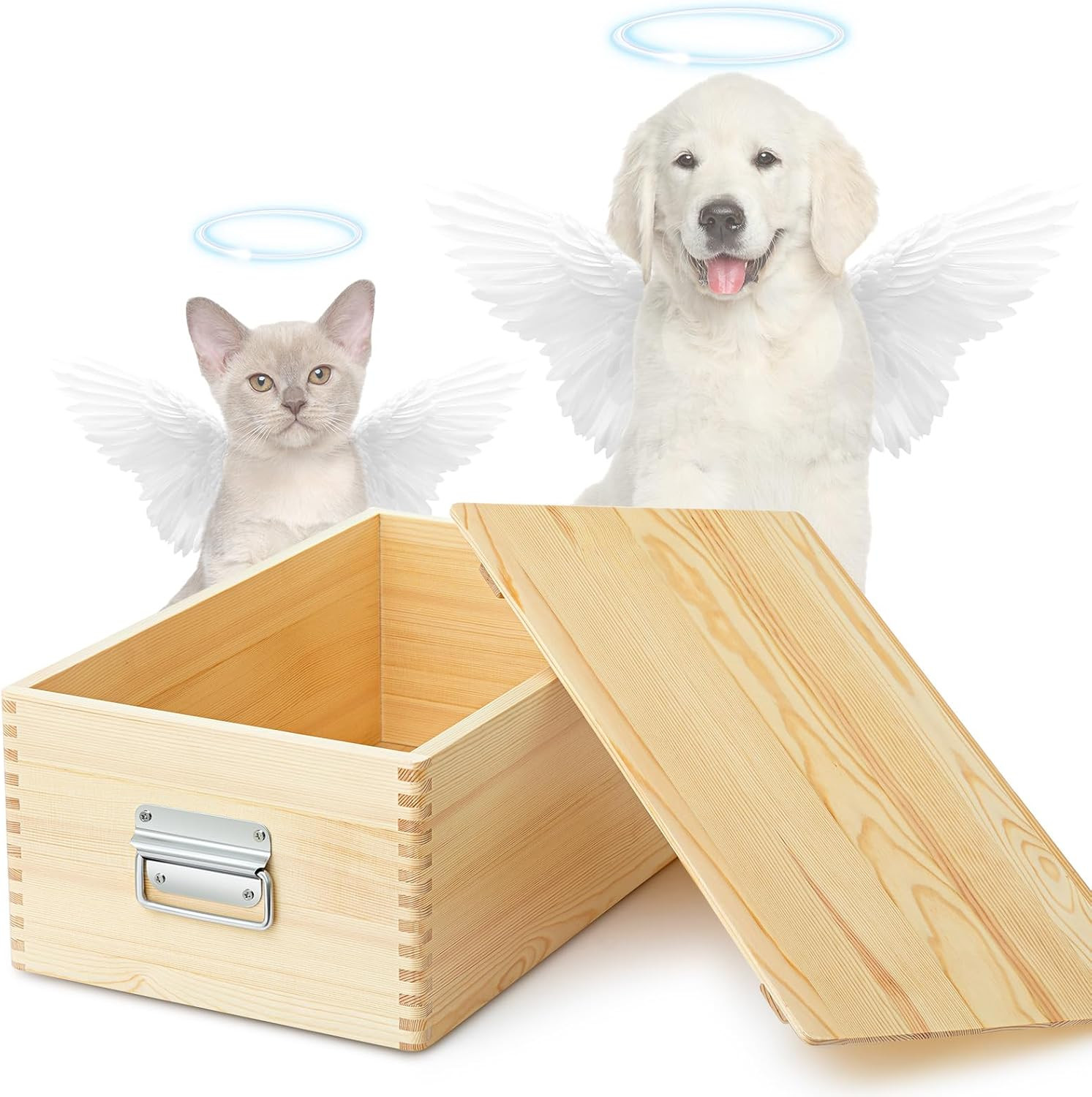 Pet Casket for Dogs and Cats, Wooden Burial Pet Loss Coffin Furry Loss Gift for