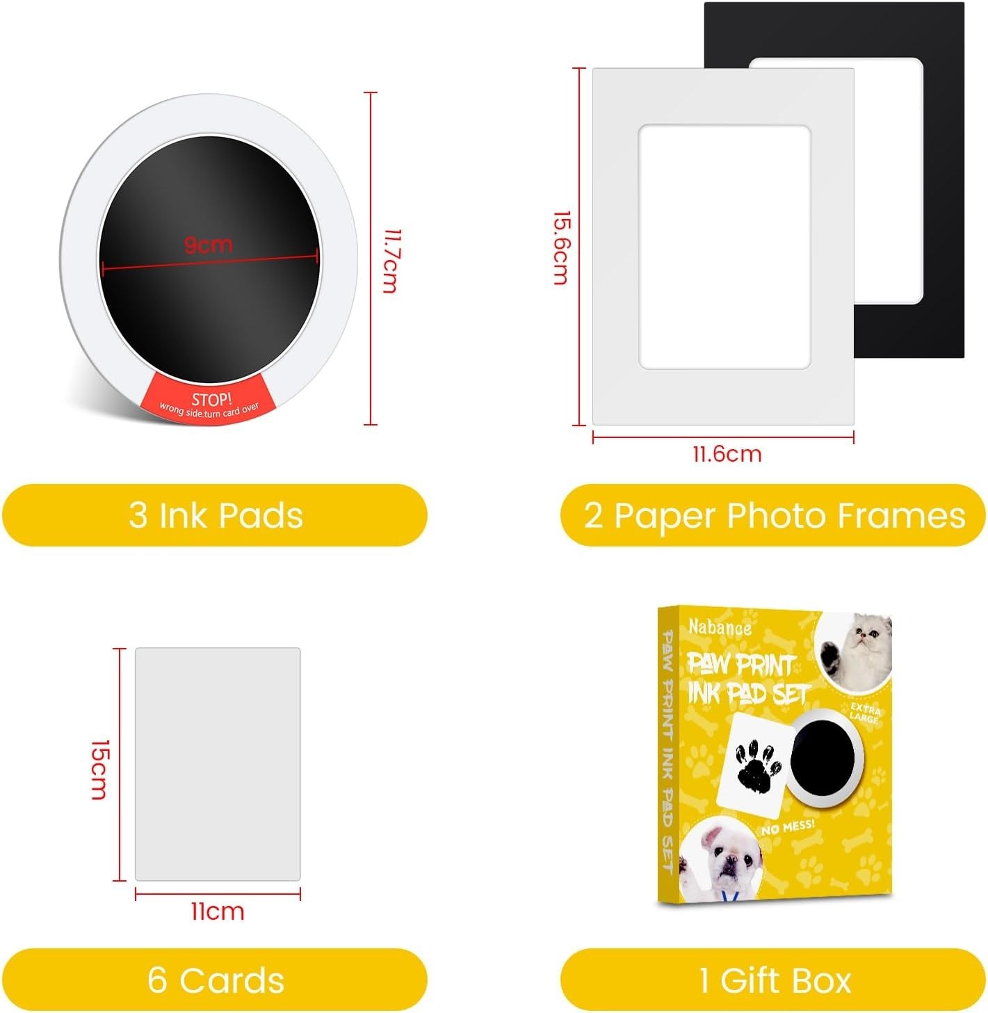 Inkless Paw Print Kit for Dogs, Cats with 3-Pcs Round Ink Pad & 2 Paper Frame…